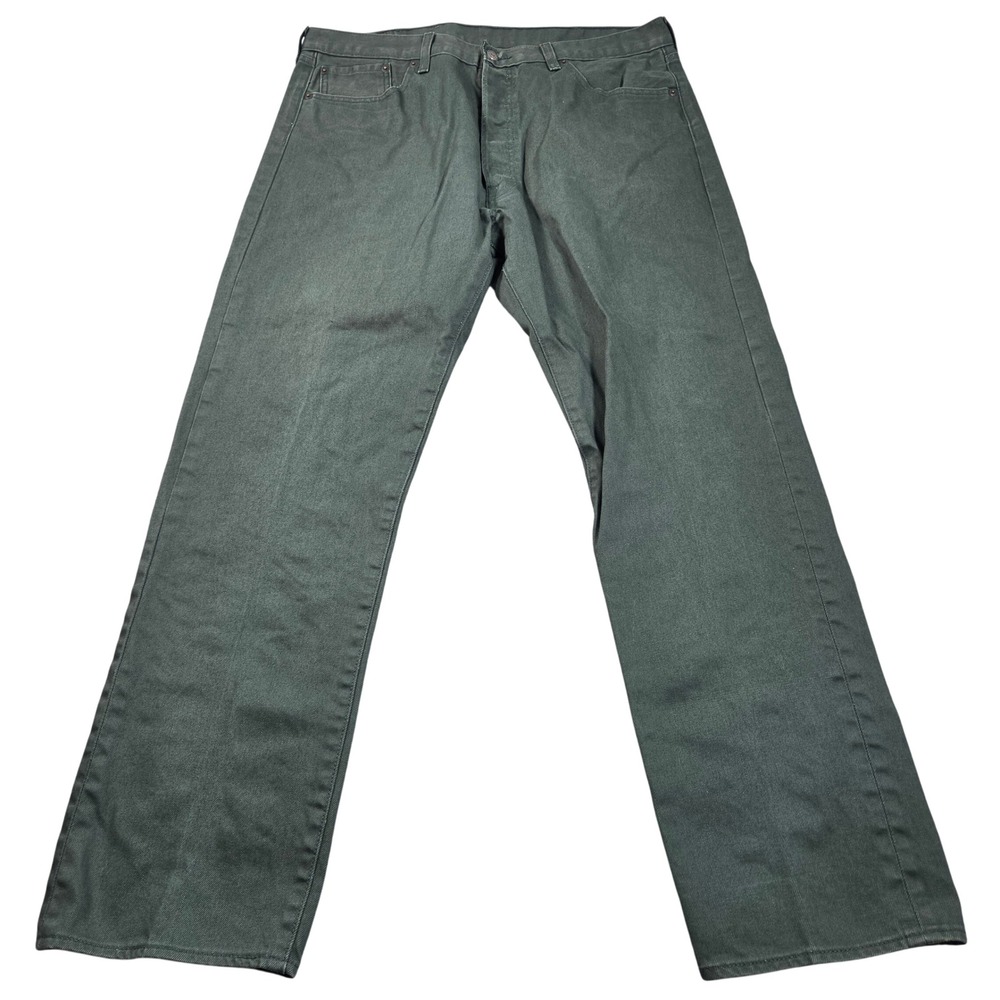 Levis 501 Original Fit Jeans Mens 40x34 Forest Green Straight Leg Button Fly